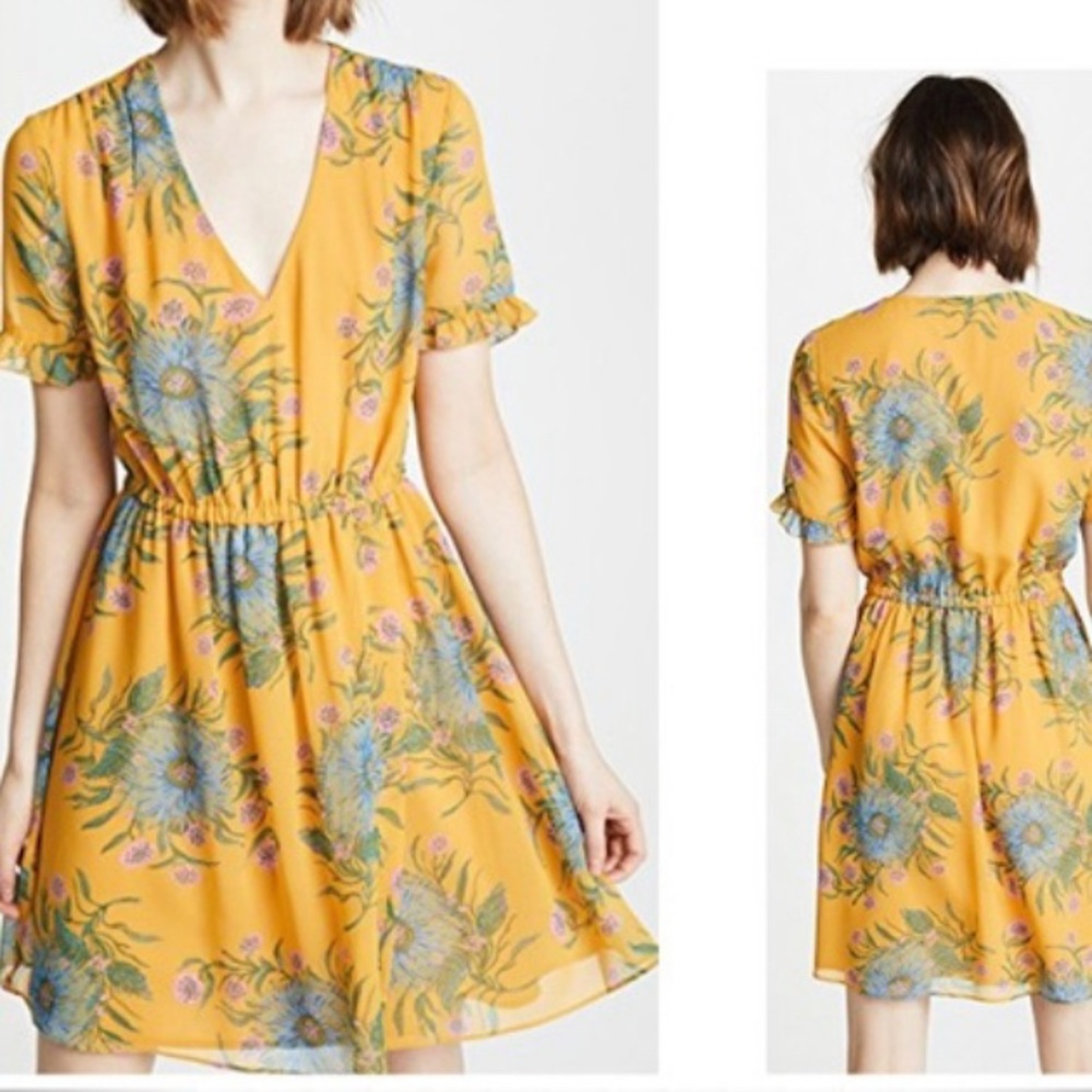 Madewell sweetwater ruffle dress yellow 10
